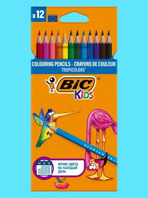BIC Карандаши цветные пластиковые шестигранные 12 цветов, 12 цв., фото 2