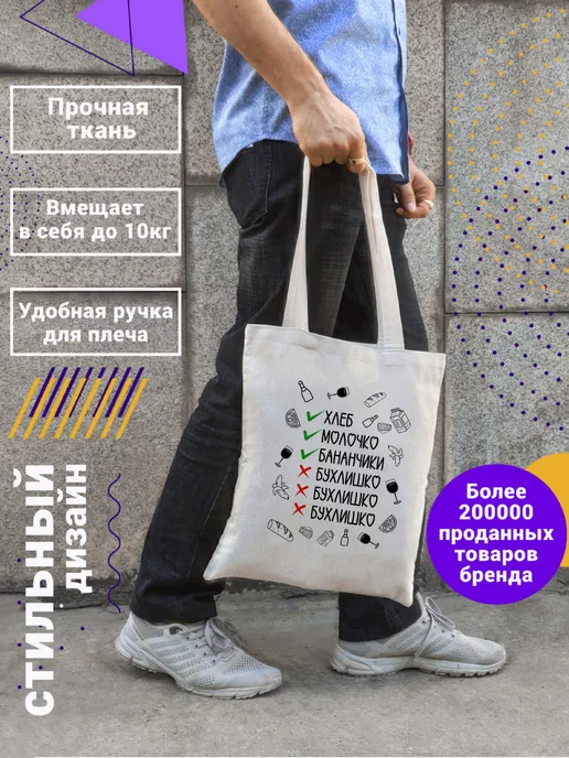 CoolSuvenir Сумка шоппер хозяйственная с принтом, вариант, фото 4
