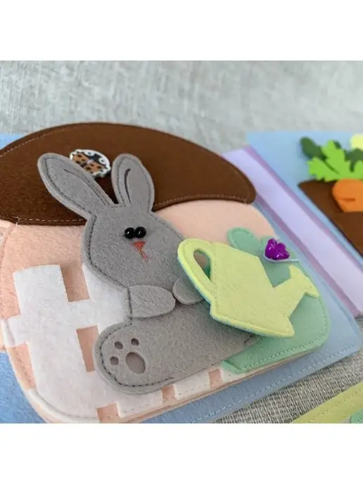 MimiBabyBook Книжка для малышей от 1 года, развивающая книга из фетра, N4, зеленый, фото 5