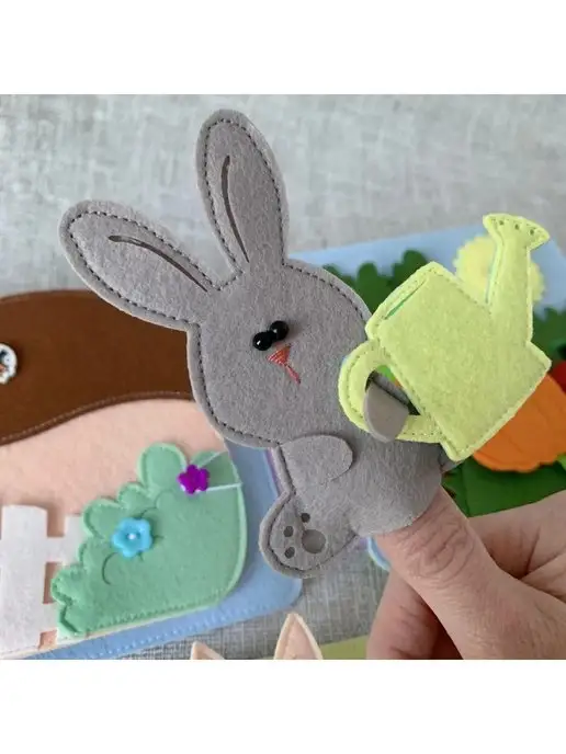 MimiBabyBook Книжка для малышей от 1 года, развивающая книга из фетра, N4, зеленый, фото 6