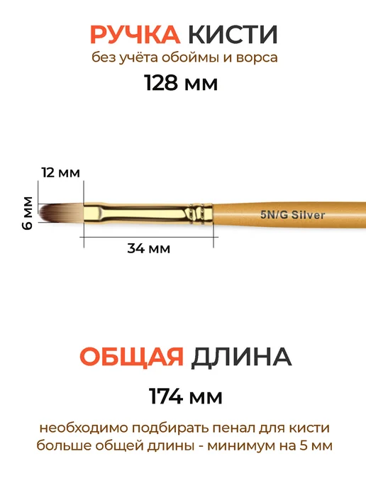 Nail Club Professional кисть для наращивания акригелем и гелем 5N G Silver, серебристый, фото 3