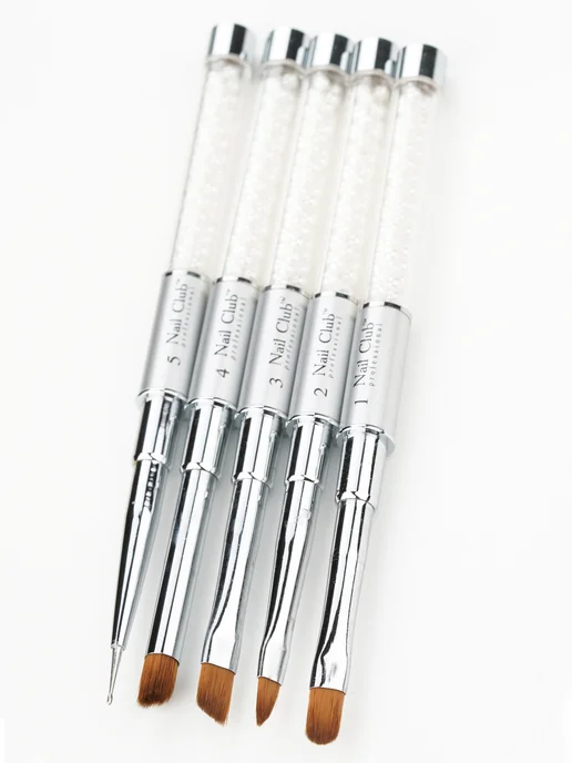 Nail Club Professional Набор кистей и дотс SILVER BRUSHES, серебристый
