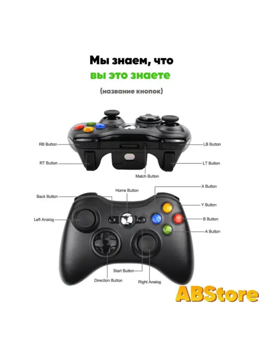 ABStore Геймпад проводной для XBOX 360 и ПК, черный, фото 4