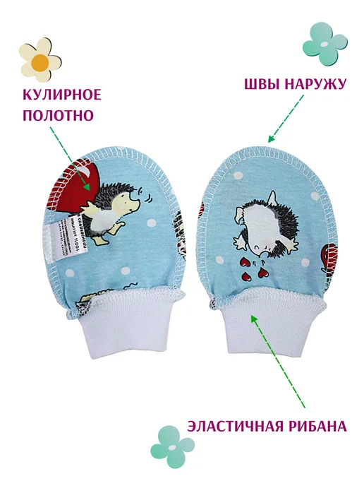Детки ООО Антицарапки рукавички для новорожденного, синий, фото 2