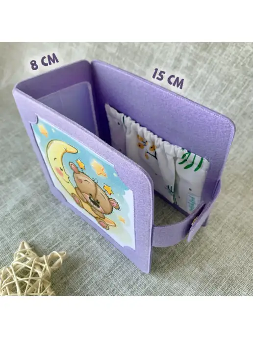 MimiBabyBook Обложка для тактильной книги игрушки на липучках для малышей, голубой, фото 3