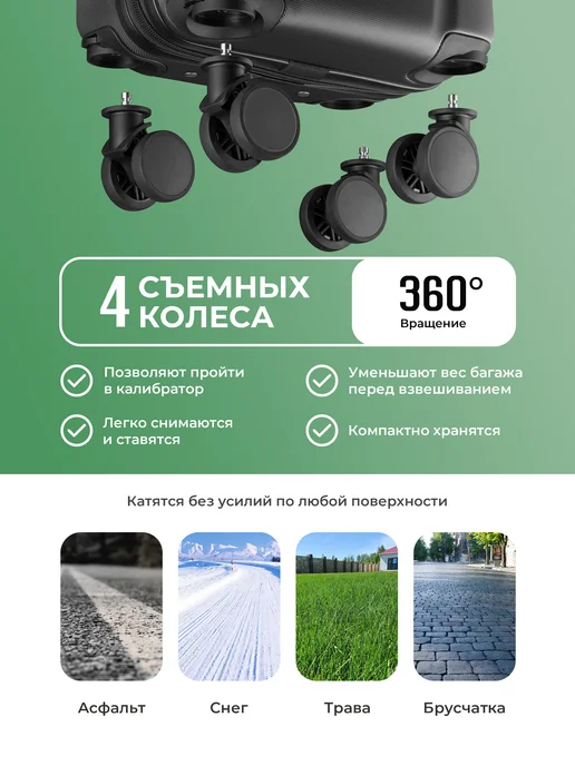 Bonle Набор чемоданов 3 в 1, комплект S, M и L, черный, фото 3