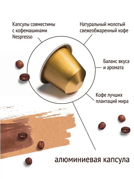 Живой кофе Капсулы Colombia для кофемашины Nespresso, 50шт, 50 шт, фото 2