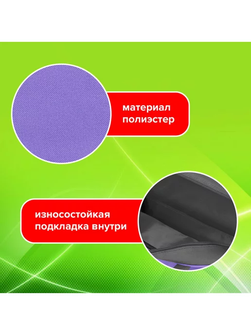 STAFF Папка для тетрадей А4 на молнии с ручками, сиреневая, фиолетовый, фото 2