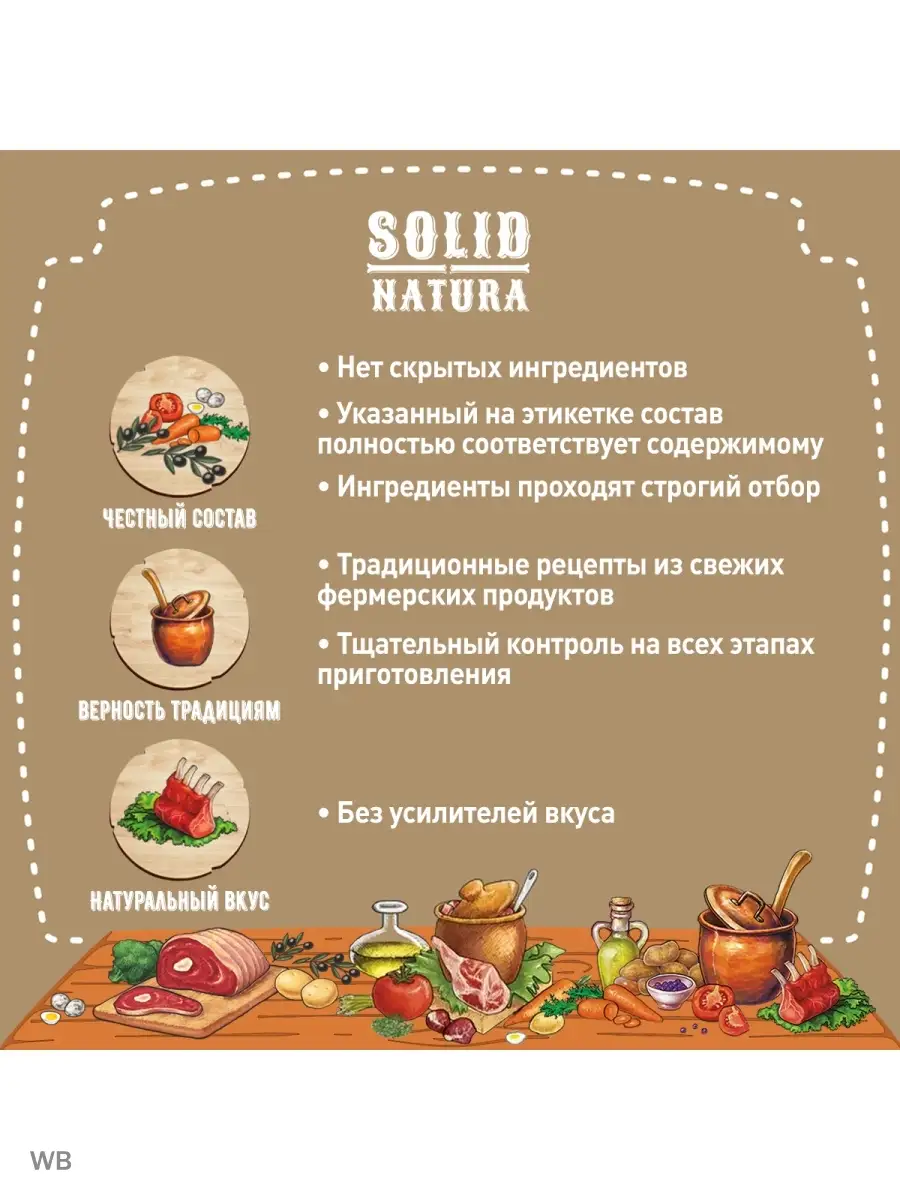 Влажный корм для кошек Holistic говядина, уп 12 шт х 100 г Solid Natura  90145964 купить за 1 834 ₽ в интернет-магазине Wildberries