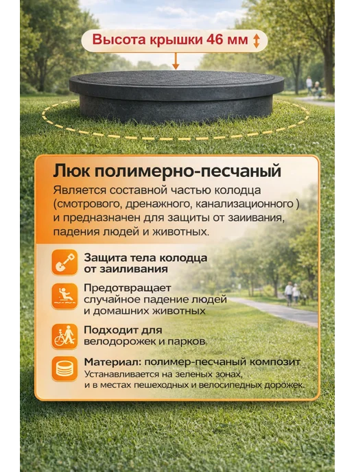 SMS Люк пробка под трубу 315 365 мм, черный, фото 5