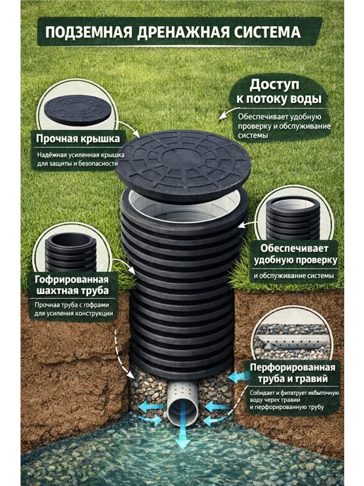 SMS Люк пробка под трубу 315 365 мм, черный, фото 6