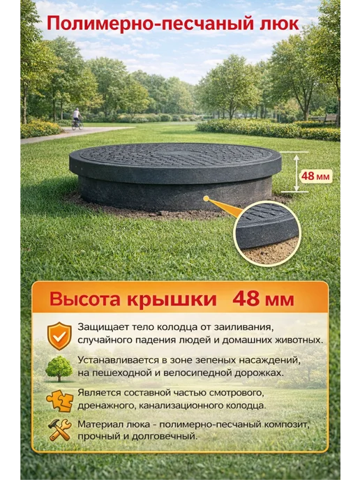 SMS Люк пробка под трубу 400 455 мм, черный, фото 5