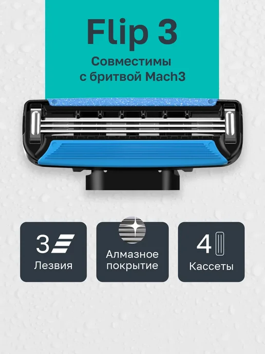 Лезвия кассеты для бритья сменные, 4 шт