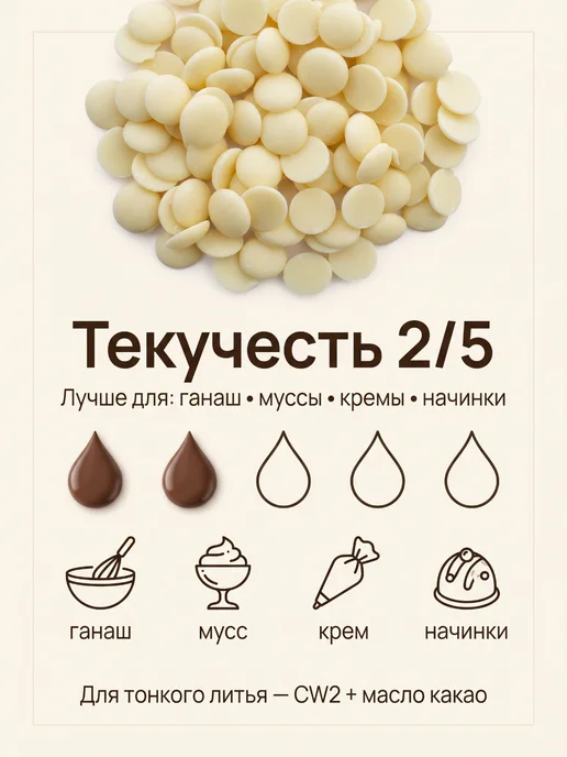 CALLEBAUT Белый шоколад кондитерский CW2 каллеты 2,5 кг Бельгия, 2,5 кг, фото 3