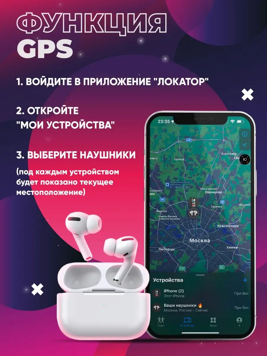 Беспроводные наушники для iPhone и Android Pro... 90346330 купить за 440 ₽  в интернет-магазине Wildberries