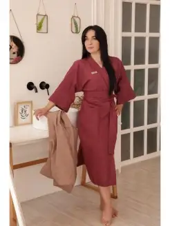 Льняной халат кимоно HYGGET 90351329 купить за 6 916 ₽ в интернет-магазине Wildberries