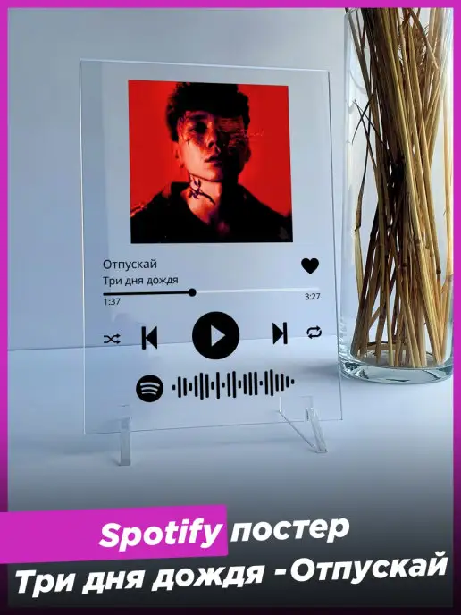 Spotify Poster Spotify постер три дня дождя спотифай подарок подруге другу