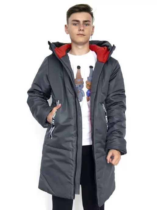 AVR BRAND Пальто зимнее куртка на флисе, серый, фото 7
