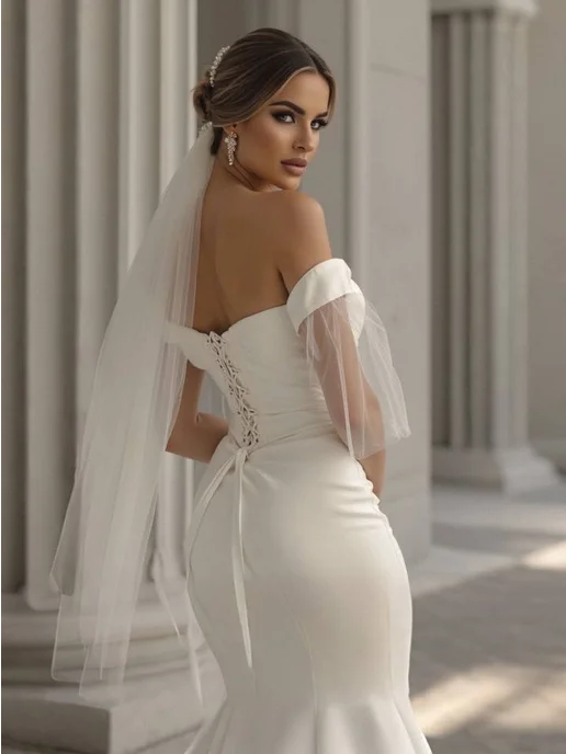 WedDay Фата свадебная короткая молочная, белый, фото 5