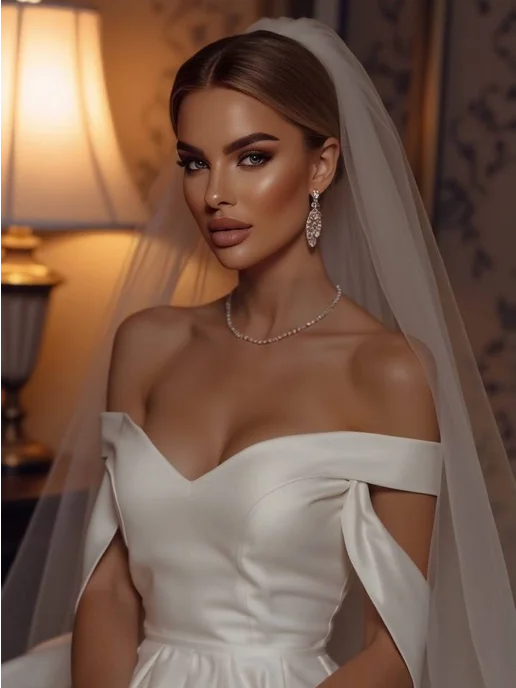 WedDay Фата свадебная короткая молочная, белый, фото 7