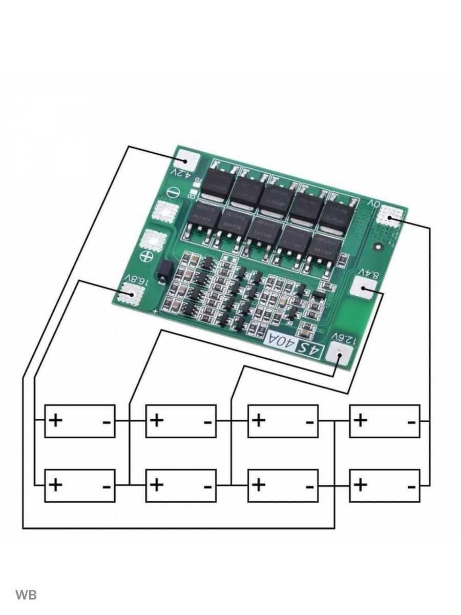 Схема подключения pcb bms 3s 40а