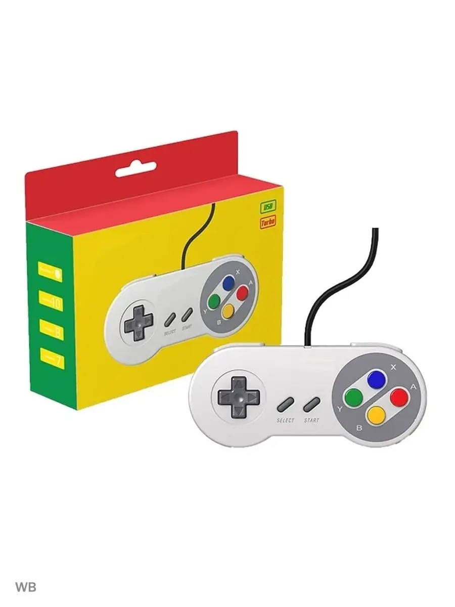 USB джойстик для игр Super Nintendo SNES c ПК, 1,8 метра Palmexx 90633397  купить за 1 578 ₽ в интернет-магазине Wildberries