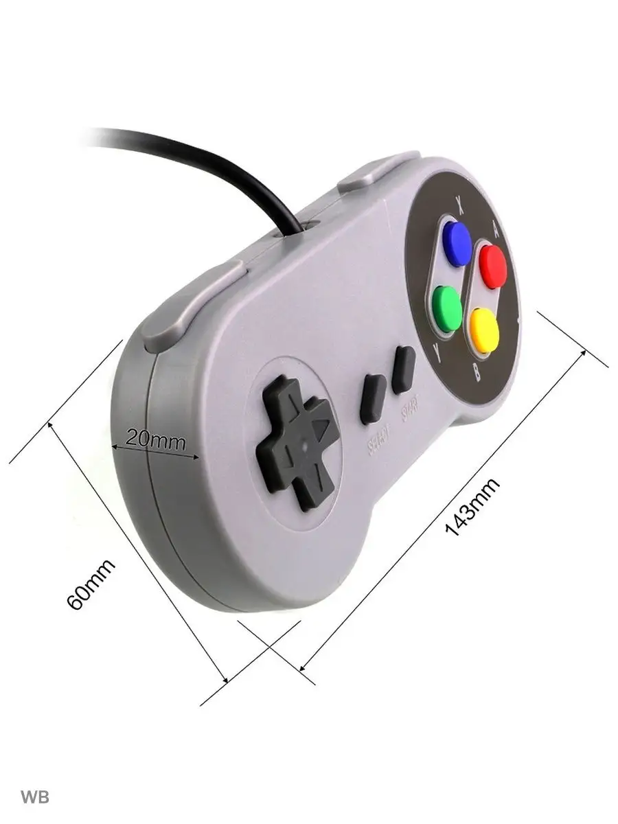 USB джойстик для игр Super Nintendo SNES c ПК, 1,8 метра Palmexx 90633397  купить за 1 578 ₽ в интернет-магазине Wildberries