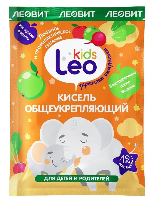 ЛЕОВИТ Кисель общеукрепляющий детский. 5 шт по 12 г, 5 шт, 12 г