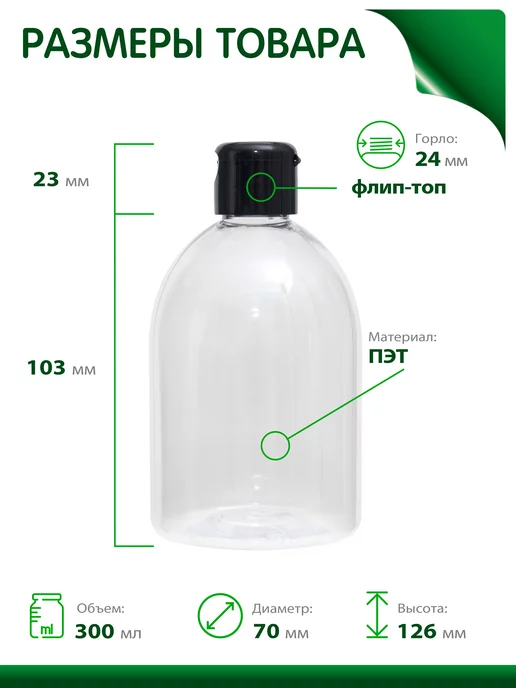 Greenea Флакон 500 мл дорожный набор с крышкой, 300 мл, 2 шт, фото 2