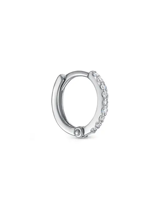 Vesna jewelry Пирсинг в ухо золото белое круглая моносерьга с бриллиантами, белый, фото 7