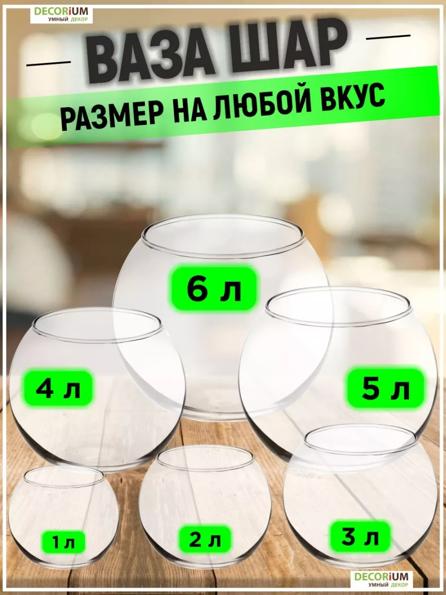 Стеклянная круглая ваза шар для конфет и сладостей 4 л DECORiUM 90701143  купить за 1 294 ₽ в интернет-магазине Wildberries