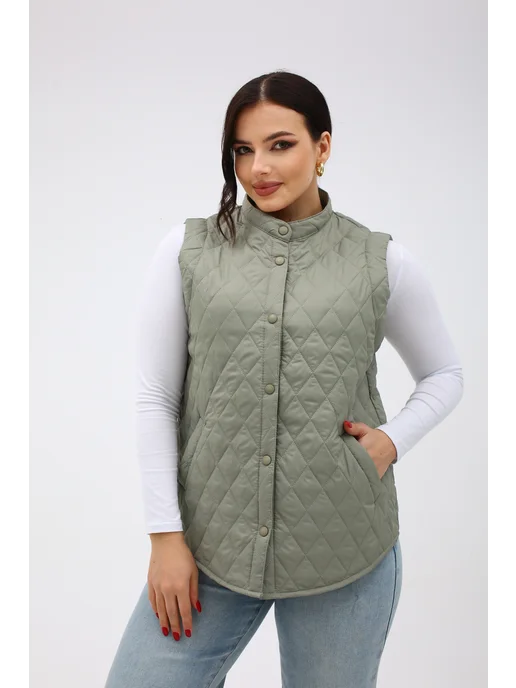 PERFETTO COLLECTION Жилет тонкий летний больших размеров, зеленый, фото 4