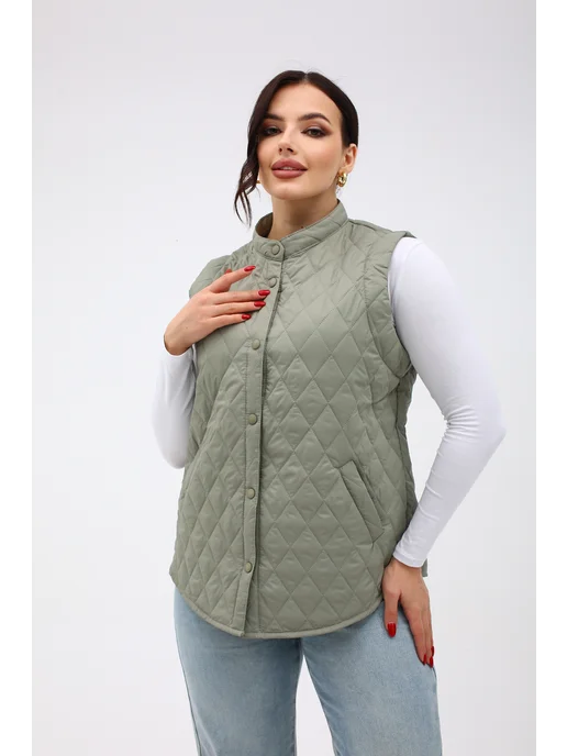 PERFETTO COLLECTION Жилет тонкий летний больших размеров, зеленый, фото 5