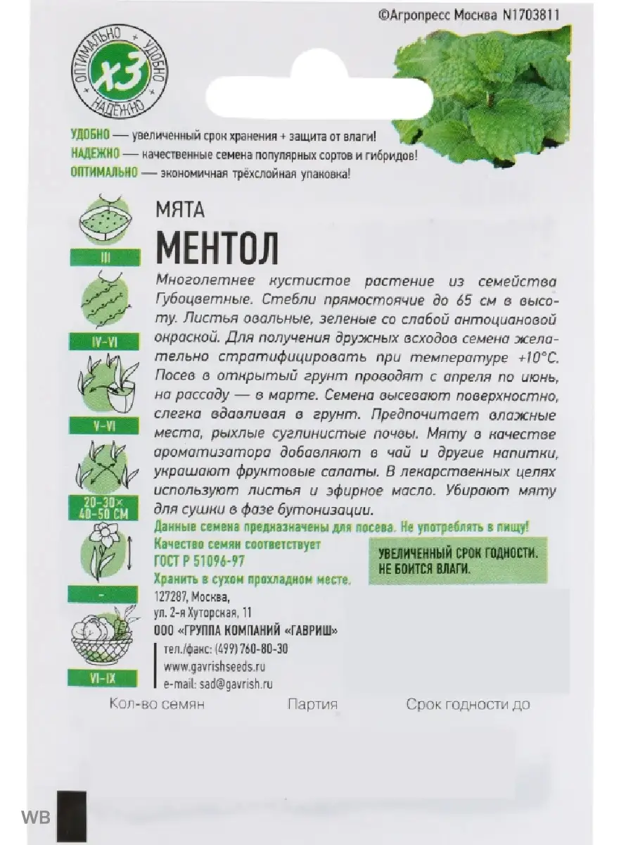 Мята семена Гавриш 90792613 купить за 94 ₽ в интернет-магазине Wildberries