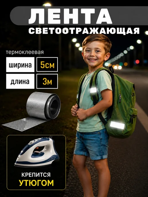 Люми-Зуми Светоотражающая лента для одежды, светоотражающие наклейки, серый