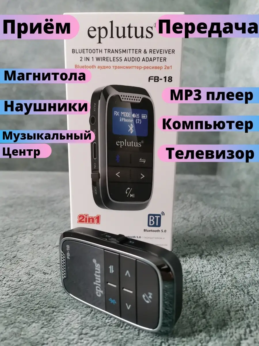 Блютуз адаптер для авто в машину bluetooth aux ресивер Eplutus 90839977  купить в интернет-магазине Wildberries