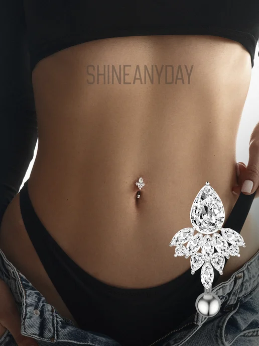 SHINESHOP Пирсинг в пупок сережка Крест, вариант