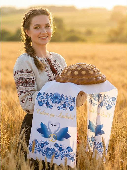 cup-cup Рушник на свадьбу, для каравая, синий, фото 2