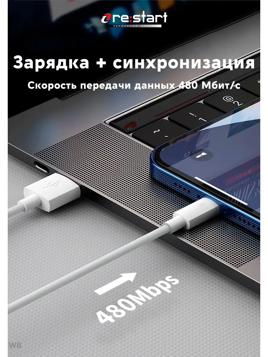 Кабель USB Lightning Apple iPhone iPad re:start 91037878 купить за 309 ₽ в  интернет-магазине Wildberries