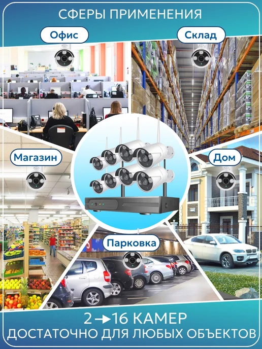 MiCam Цифровой WiFi комплект видеонаблюдения на 2 камеры 3Mp, черный, фото 6