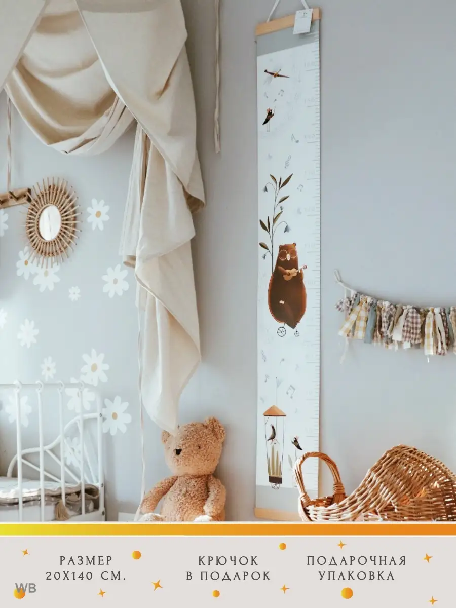 Декоративная виниловая наклейка в детскую комнату ростомер 