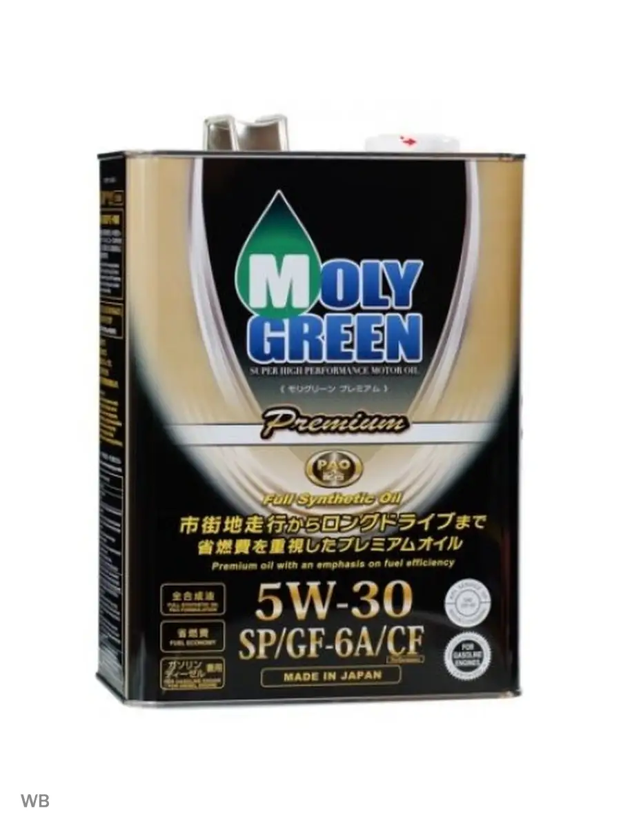 Моторное масло Moly Green Premium 5W-30 SP/GF-6A/CF, 4л MOLYGREEN 91168483  купить за 4 233 ₽ в интернет-магазине Wildberries