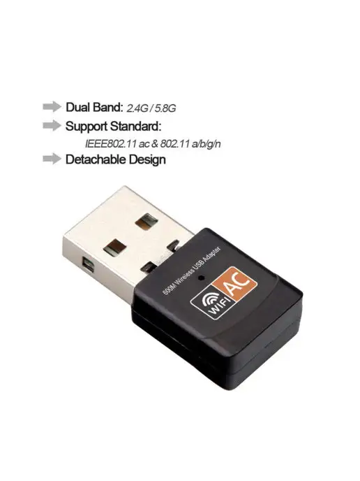 Palmexx USB Wi-Fi Адаптер 600Mbps, 2.4GHz и 5GHz с антенной, DUAL 2.4 b g, фото 3