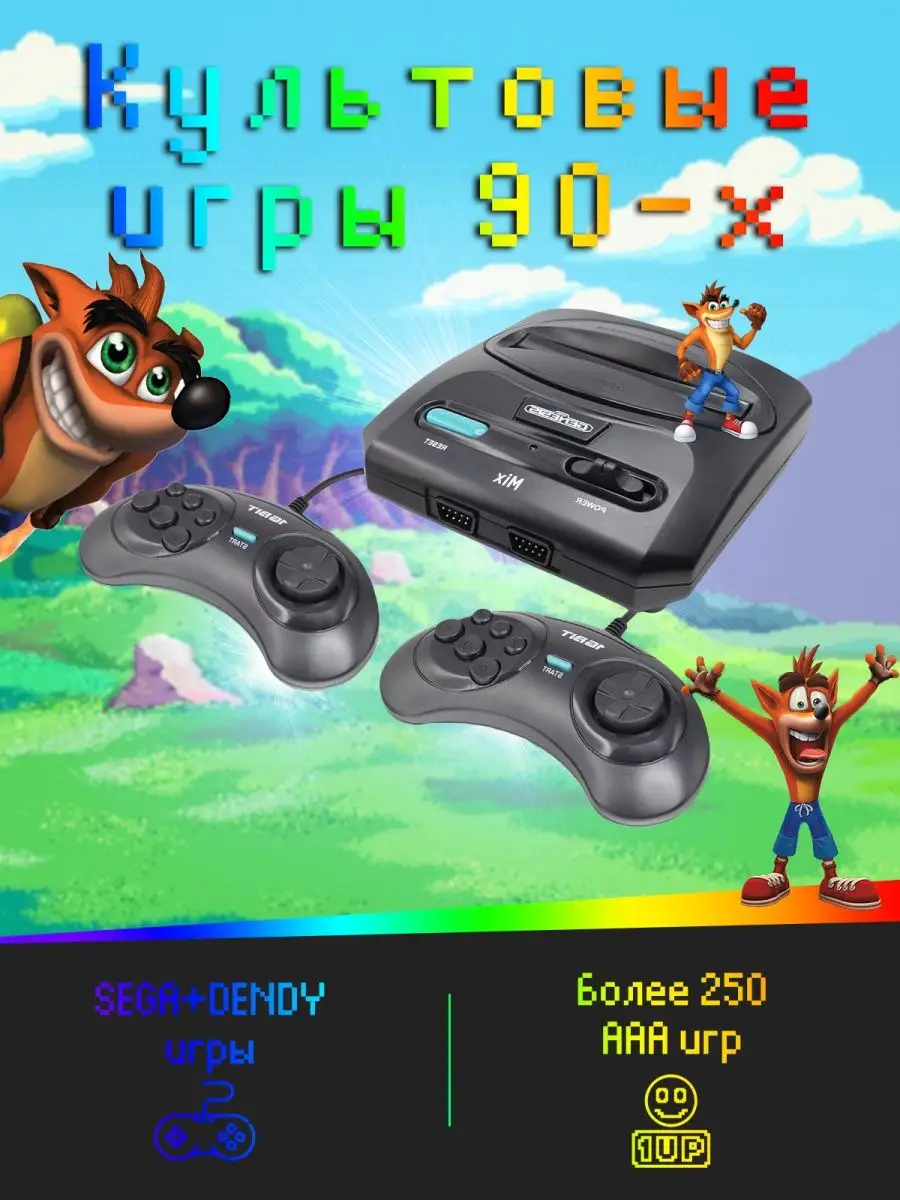 Игровая приставка Mix 8+16Bit 470 игр Retro Genesis 91187778 купить за 2  796 ₽ в интернет-магазине Wildberries