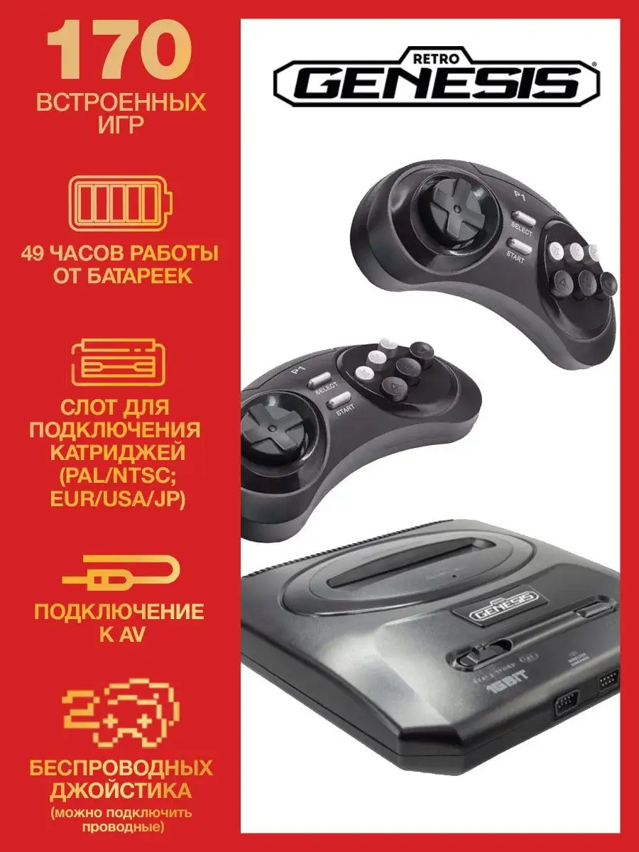 SEGA Retro Genesis Modern Wireless + 170 игр + 2 джойстика Retro Genesis  91187874 купить за 2 844 ₽ в интернет-магазине Wildberries