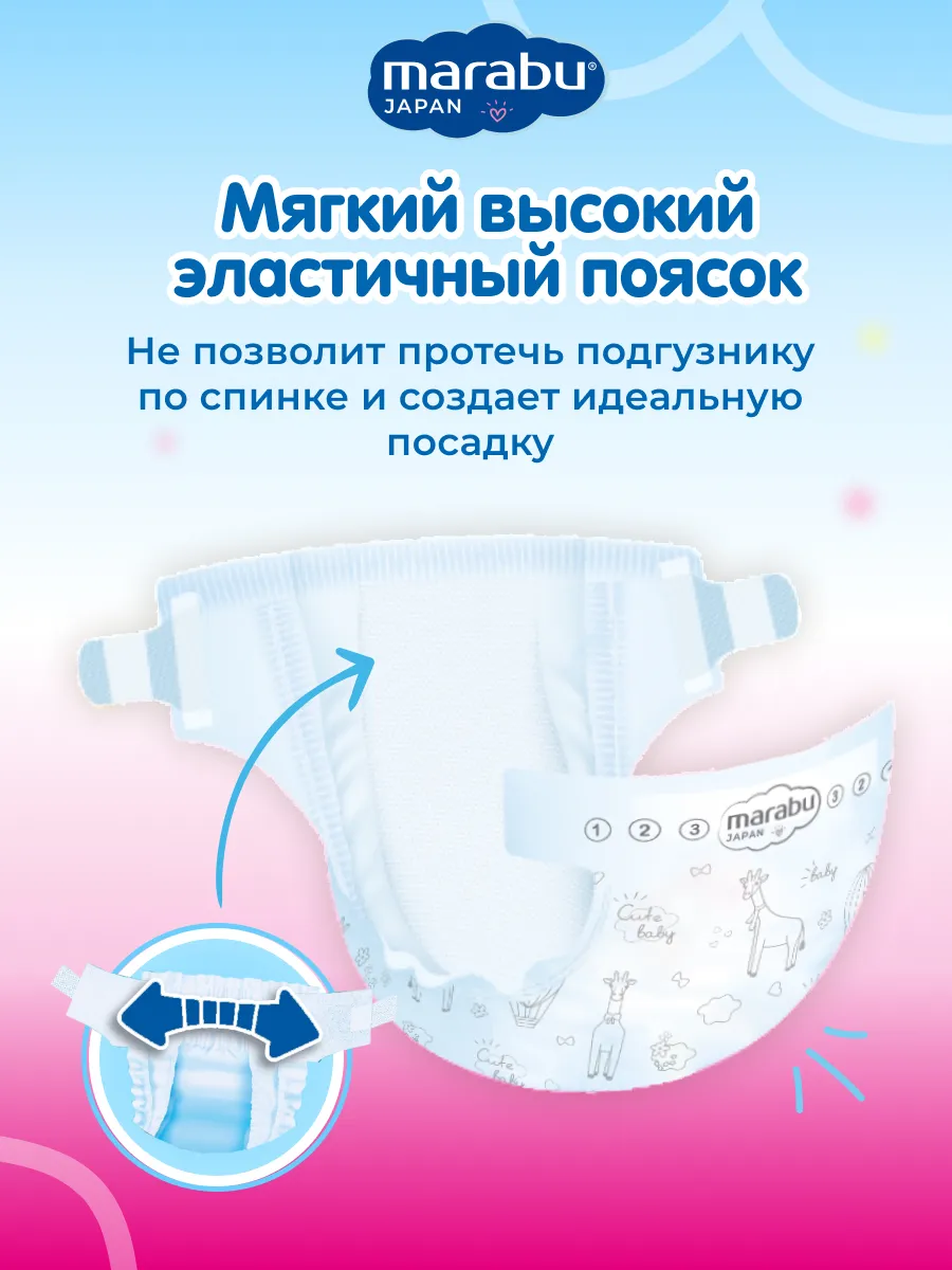 Подгузники 1 для новорожденных New born (2-5 кг) marabu japan 91208804  купить в интернет-магазине Wildberries