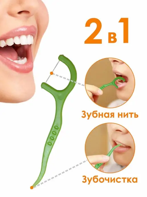 Happy Life Зубная нить с зубочисткой с мятным вкусом, 3x50, фото 2