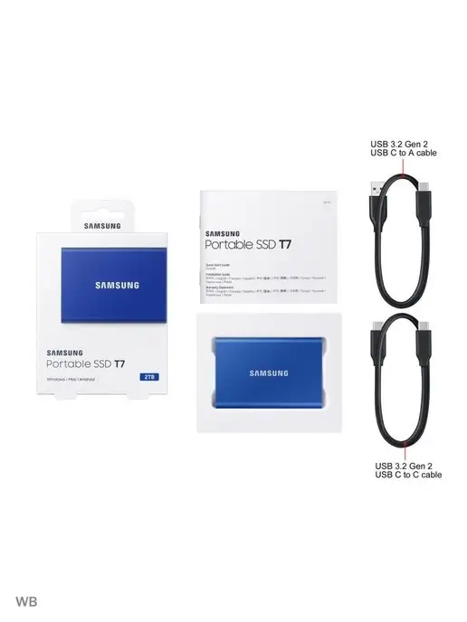 Samsung Внешний SSD T7 2 TB, синий, 2 ТБ, фото 5