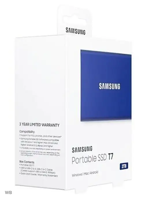 Samsung Внешний SSD T7 2 TB, синий, 2 ТБ, фото 8
