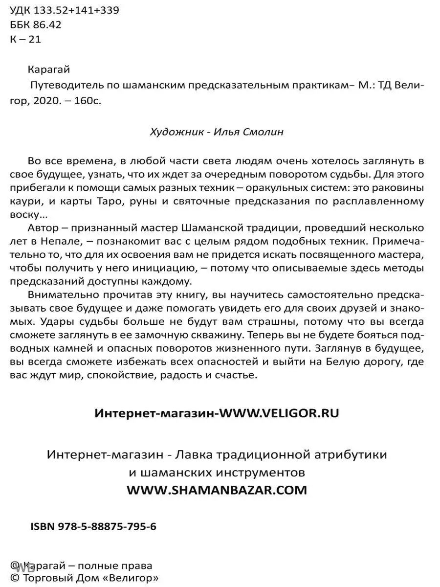 Путеводитель по шаманским предсказательным практикам Изд. Велигор 91276419  купить в интернет-магазине Wildberries